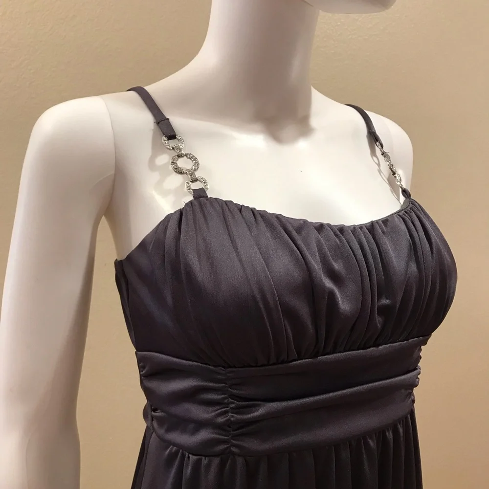 BCX Formal Mini Dress Size M Dark Grey Sleeveless Balloon Hemline - Picture 3 of 14